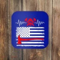Firefighter Usa American Flag With Wildland Firefighter Hero Cute Gift Coaster thumb 0