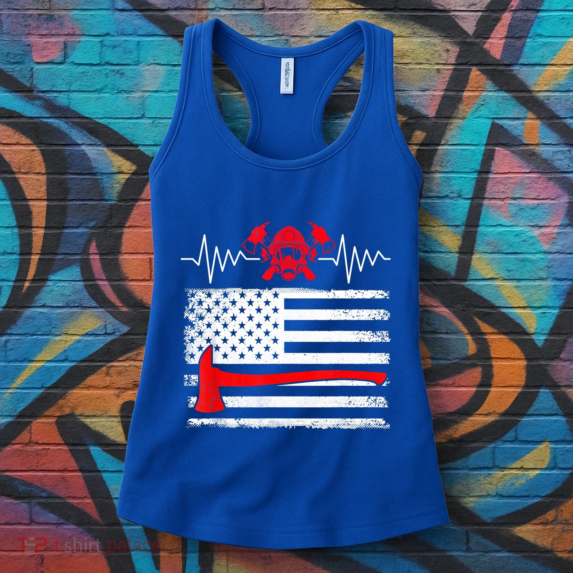 Firefighter Usa American Flag With Wildland Firefighter Hero Cute Gift Women's Tank Top