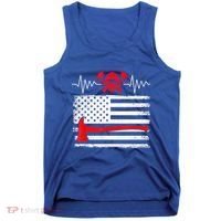 Firefighter Usa American Flag With Wildland Firefighter Hero Cute Gift Tank Top thumb 0