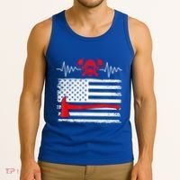 Firefighter Usa American Flag With Wildland Firefighter Hero Cute Gift Tank Top thumb 3