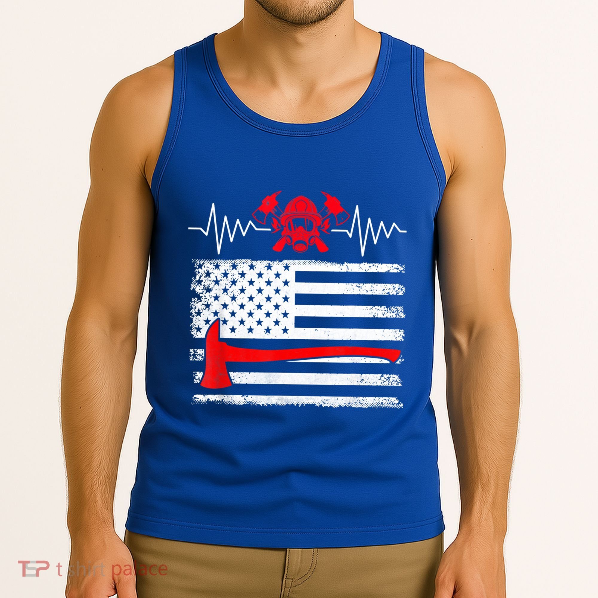Firefighter Usa American Flag With Wildland Firefighter Hero Cute Gift Tank Top