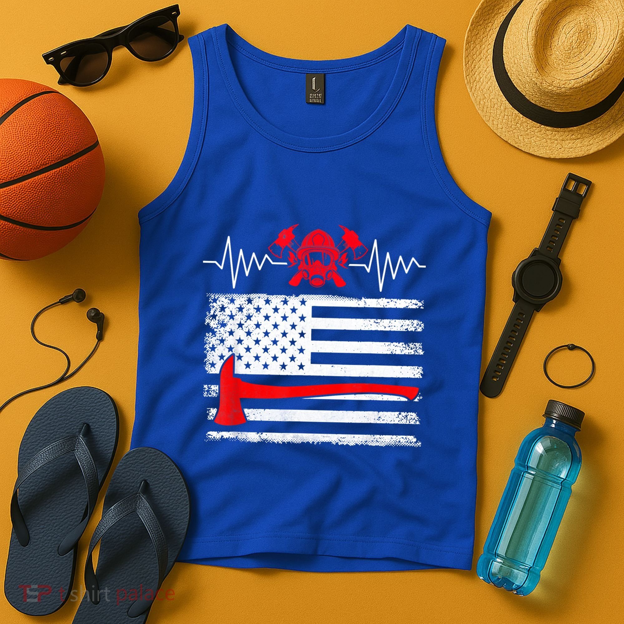 Firefighter Usa American Flag With Wildland Firefighter Hero Cute Gift Tank Top