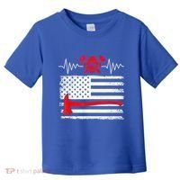 Firefighter Usa American Flag With Wildland Firefighter Hero Cute Gift Toddler T-Shirt thumb 0