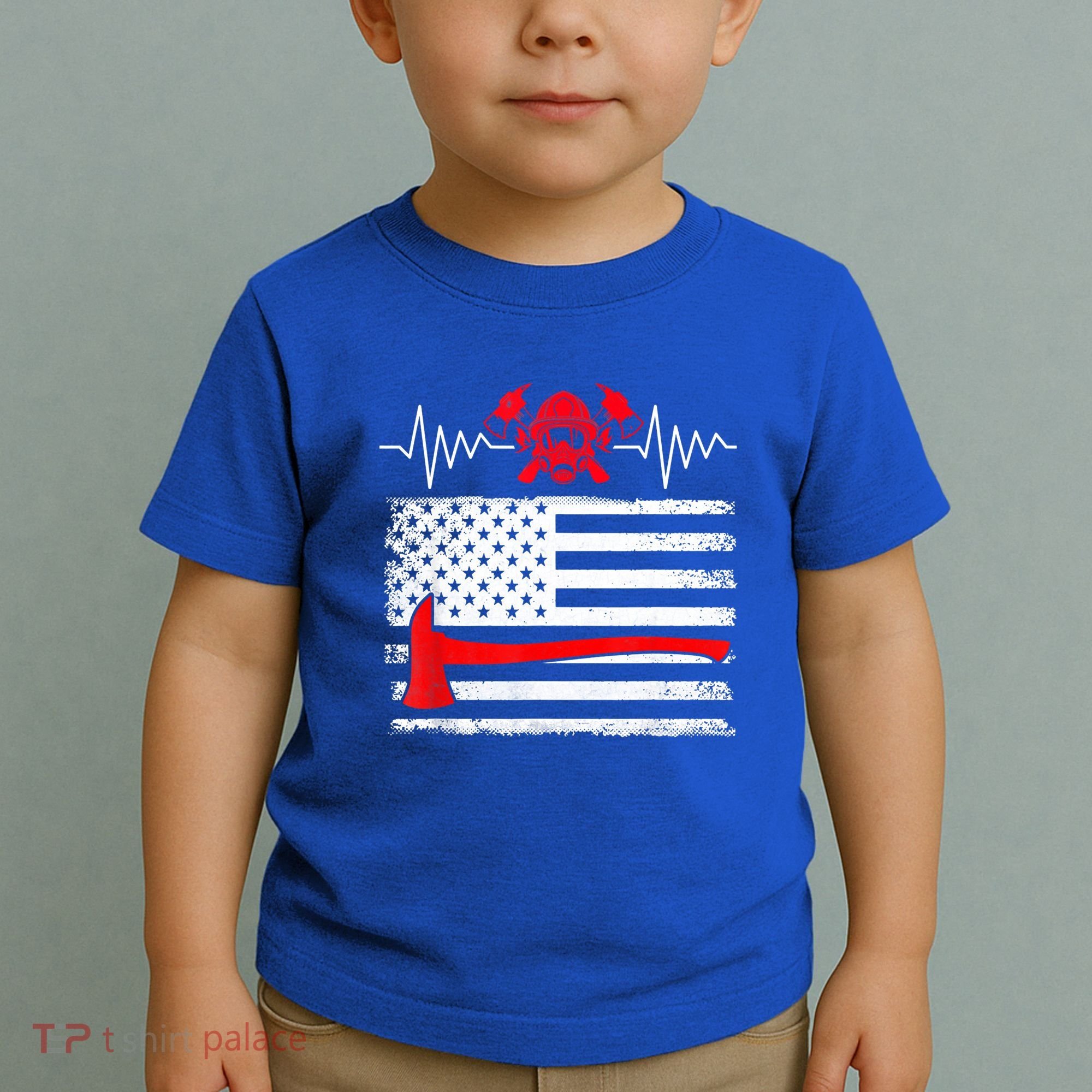 Firefighter Usa American Flag With Wildland Firefighter Hero Cute Gift Toddler T-Shirt