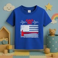 Firefighter Usa American Flag With Wildland Firefighter Hero Cute Gift Toddler T-Shirt thumb 3