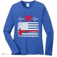 Firefighter Usa American Flag With Wildland Firefighter Hero Cute Gift Women's Long Sleeve Shirt thumb 0