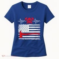 Firefighter Usa American Flag With Wildland Firefighter Hero Cute Gift Women's T-Shirt thumb 0