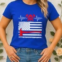 Firefighter Usa American Flag With Wildland Firefighter Hero Cute Gift Women's T-Shirt thumb 2