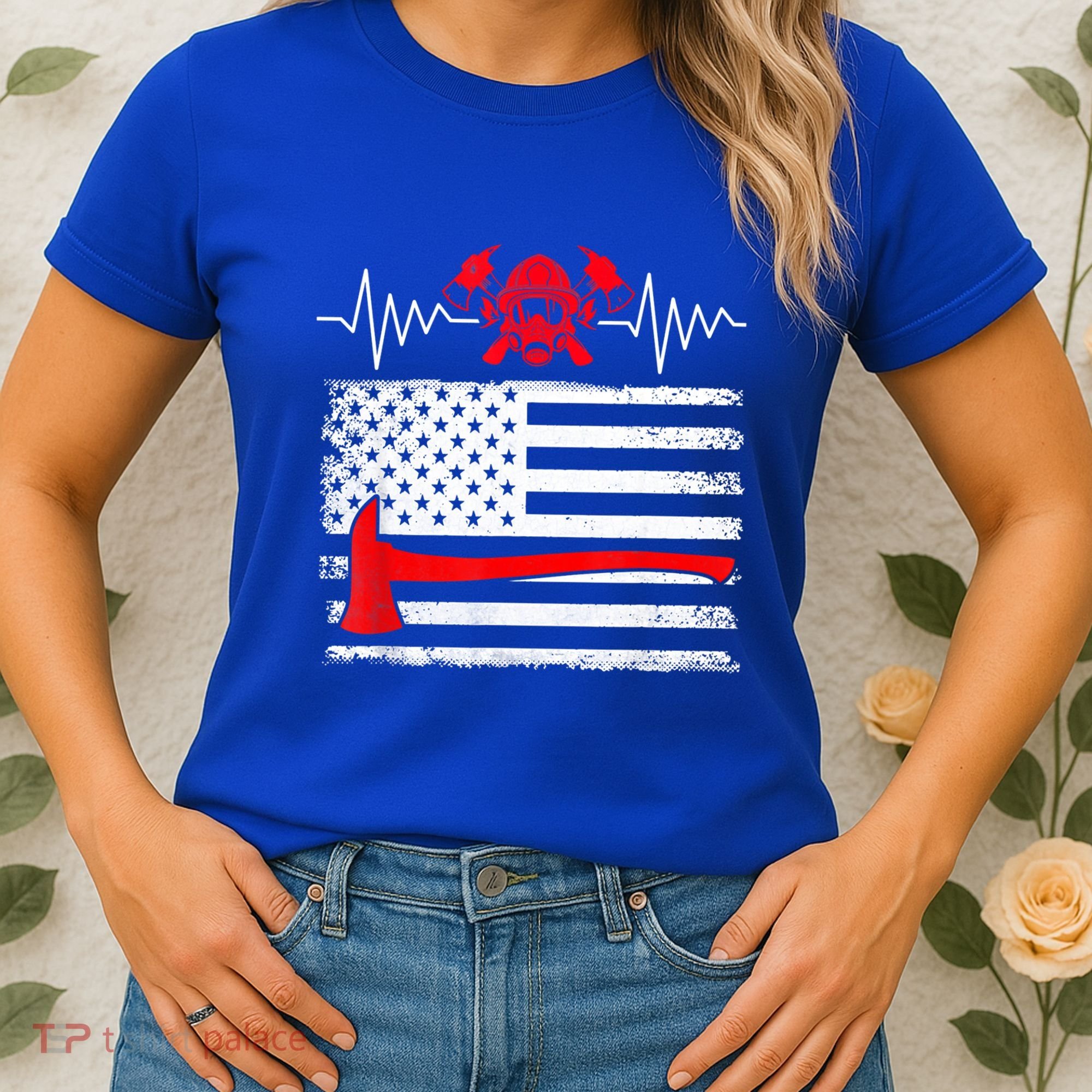 Firefighter Usa American Flag With Wildland Firefighter Hero Cute Gift Women's T-Shirt
