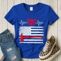 Firefighter Usa American Flag With Wildland Firefighter Hero Cute Gift Women's T-Shirt thumb 3