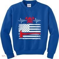 Firefighter Usa American Flag With Wildland Firefighter Hero Cute Gift Kids Sweatshirt thumb 0