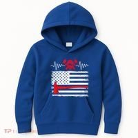Firefighter Usa American Flag With Wildland Firefighter Hero Cute Gift Kids Hoodie thumb 0