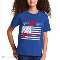 Firefighter Usa American Flag With Wildland Firefighter Hero Cute Gift Kids T-Shirt thumb 2