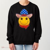 Funny USA American Flag Cowboy Smiley Emoji Women's Sweatshirt thumb 0