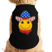 Funny USA American Flag Cowboy Smiley Emoji Doggie Tank thumb 0