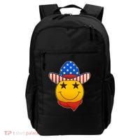 Funny USA American Flag Cowboy Smiley Emoji Backpack thumb 0