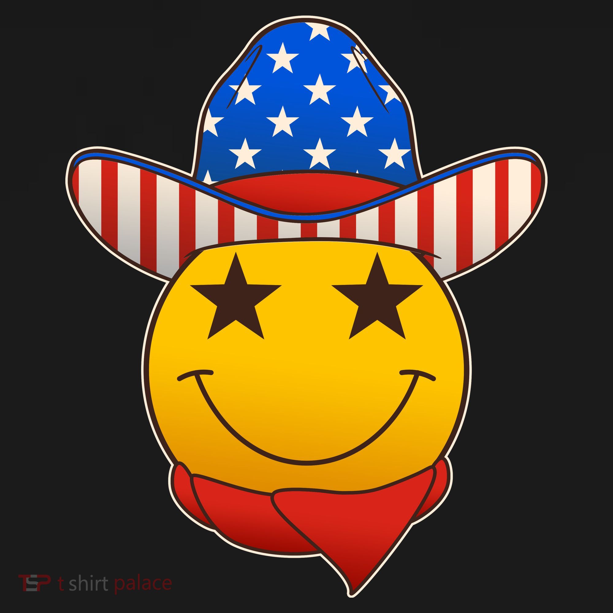 Funny USA American Flag Cowboy Smiley Emoji Coaster