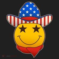 Funny USA American Flag Cowboy Smiley Emoji Golf Towel thumb 3