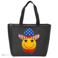 Funny USA American Flag Cowboy Smiley Emoji Tote Bag thumb 0
