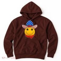 Funny USA American Flag Cowboy Smiley Emoji Hoodie thumb 0