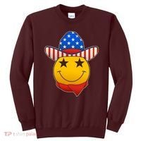 Funny USA American Flag Cowboy Smiley Emoji Sweatshirt thumb 0
