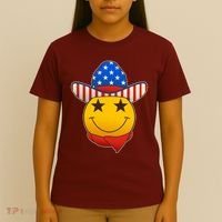 Funny USA American Flag Cowboy Smiley Emoji T-Shirt thumb 4