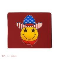 Funny USA American Flag Cowboy Smiley Emoji Mousepad thumb 0