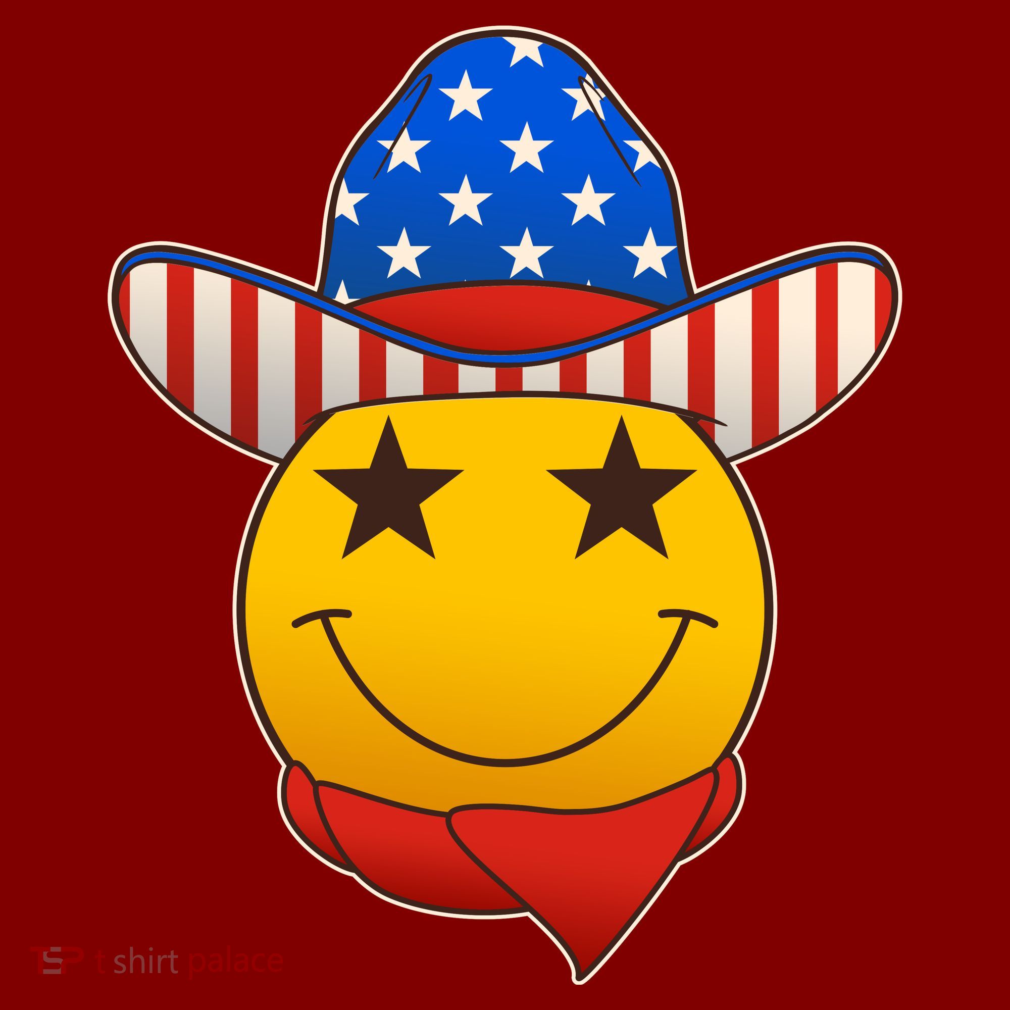Funny USA American Flag Cowboy Smiley Emoji Mousepad