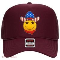 Funny USA American Flag Cowboy Smiley Emoji Hat thumb 0