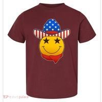 Funny USA American Flag Cowboy Smiley Emoji Toddler T-Shirt thumb 0