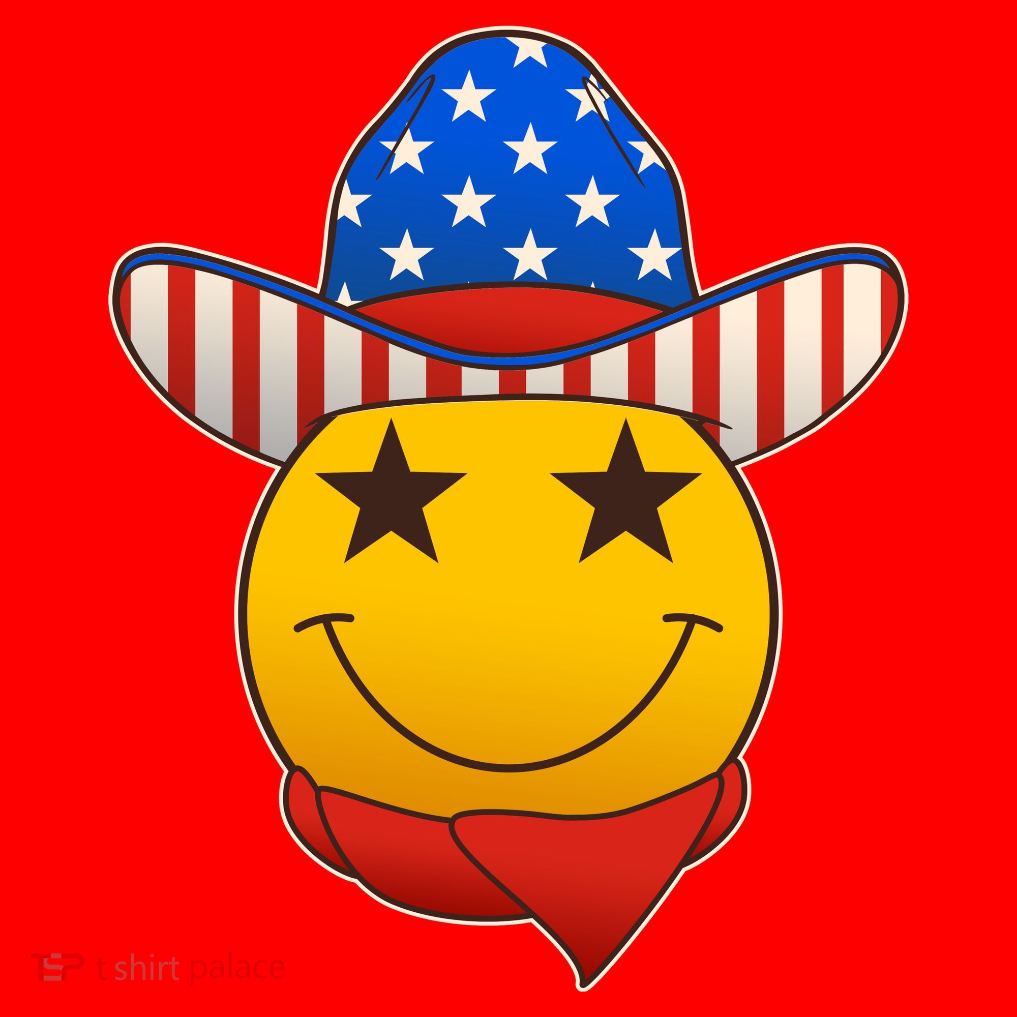 Funny USA American Flag Cowboy Smiley Emoji Santa Hat
