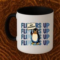 Flippers Up Anti Oligarchy Penguins 8647 Protect Facism Coffee Mug thumb 2
