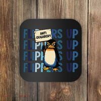 Flippers Up Anti Oligarchy Penguins 8647 Protect Facism Coaster thumb 0