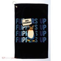 Flippers Up Anti Oligarchy Penguins 8647 Protect Facism Golf Towel thumb 0