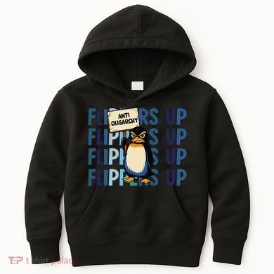 Flippers Up Anti Oligarchy Penguins 8647 Protect Facism Kids Hoodie