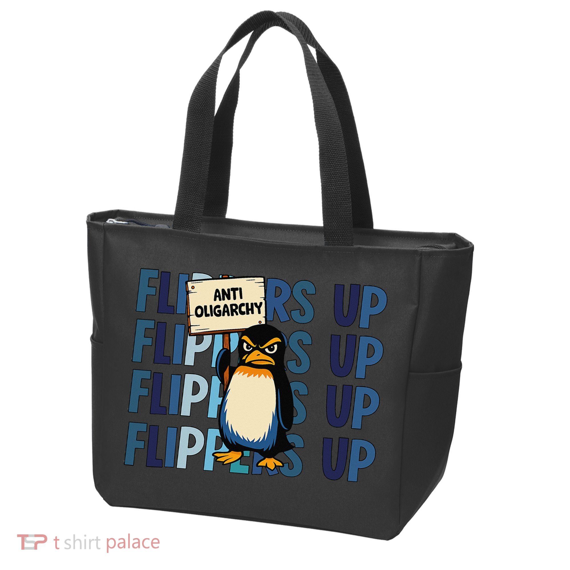 Flippers Up Anti Oligarchy Penguins 8647 Protect Facism Tote Bag