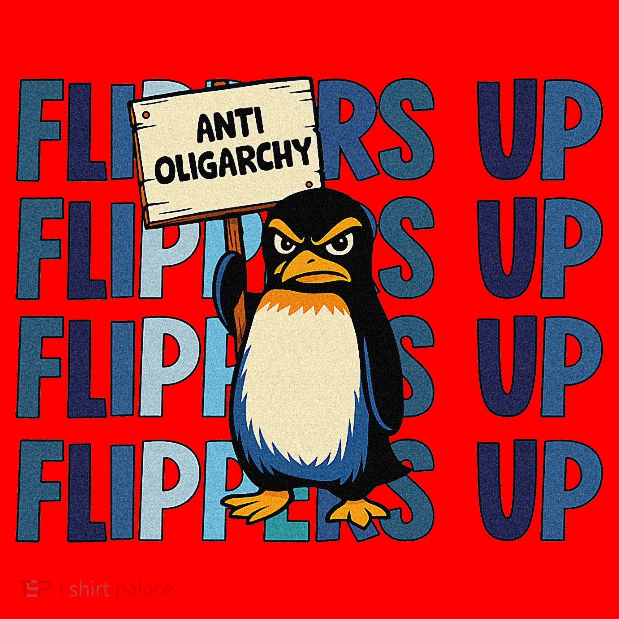 Flippers Up Anti Oligarchy Penguins 8647 Protect Facism Santa Hat