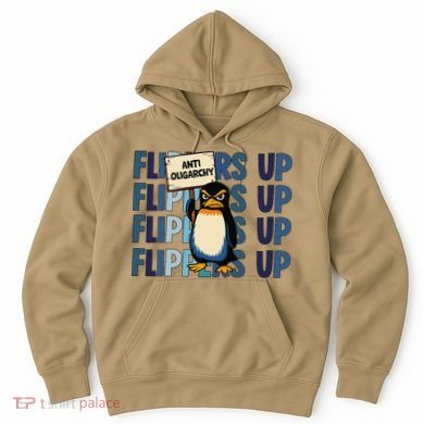 Flippers Up Anti Oligarchy Penguins 8647 Protect Facism Hoodie