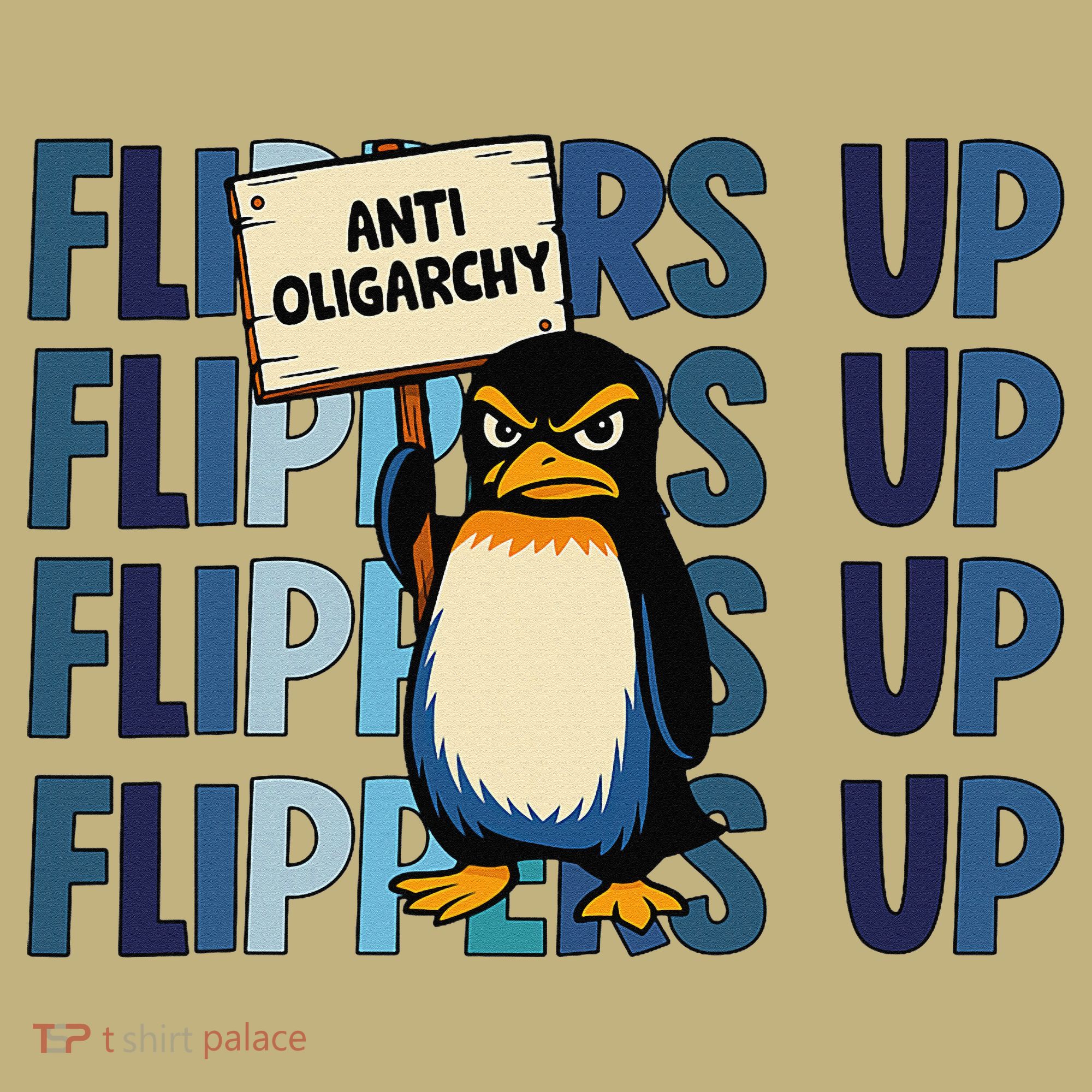 Flippers Up Anti Oligarchy Penguins 8647 Protect Facism Polo