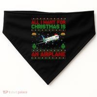 Funny Ugly All I Want For Christmas Is A Airplane Gift USA-Made Doggie Bandana thumb 0