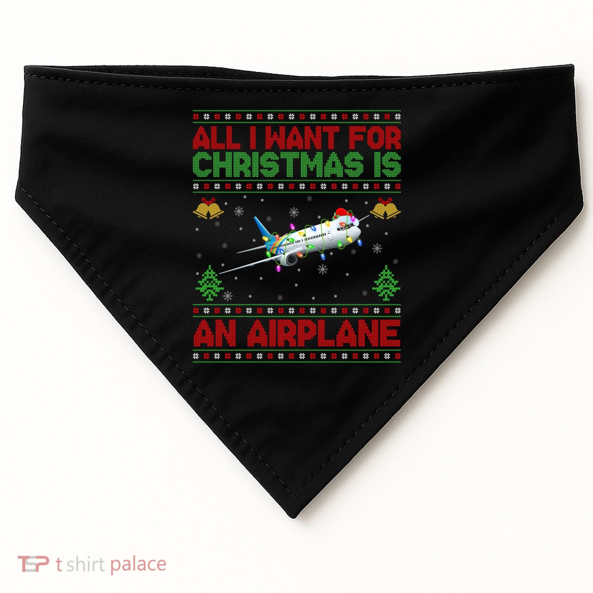 Funny Ugly All I Want For Christmas Is A Airplane Gift USA-Made Doggie Bandana