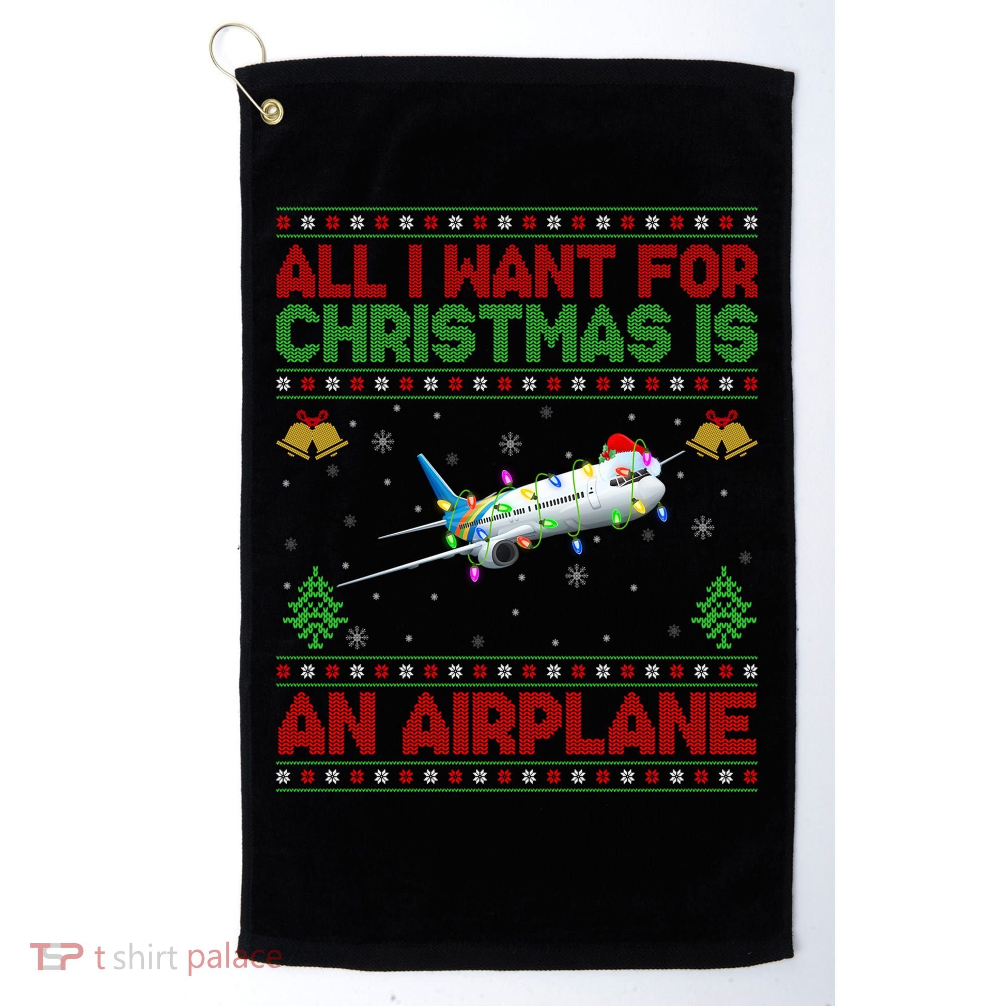 Funny Ugly All I Want For Christmas Is A Airplane Gift Golf Towel