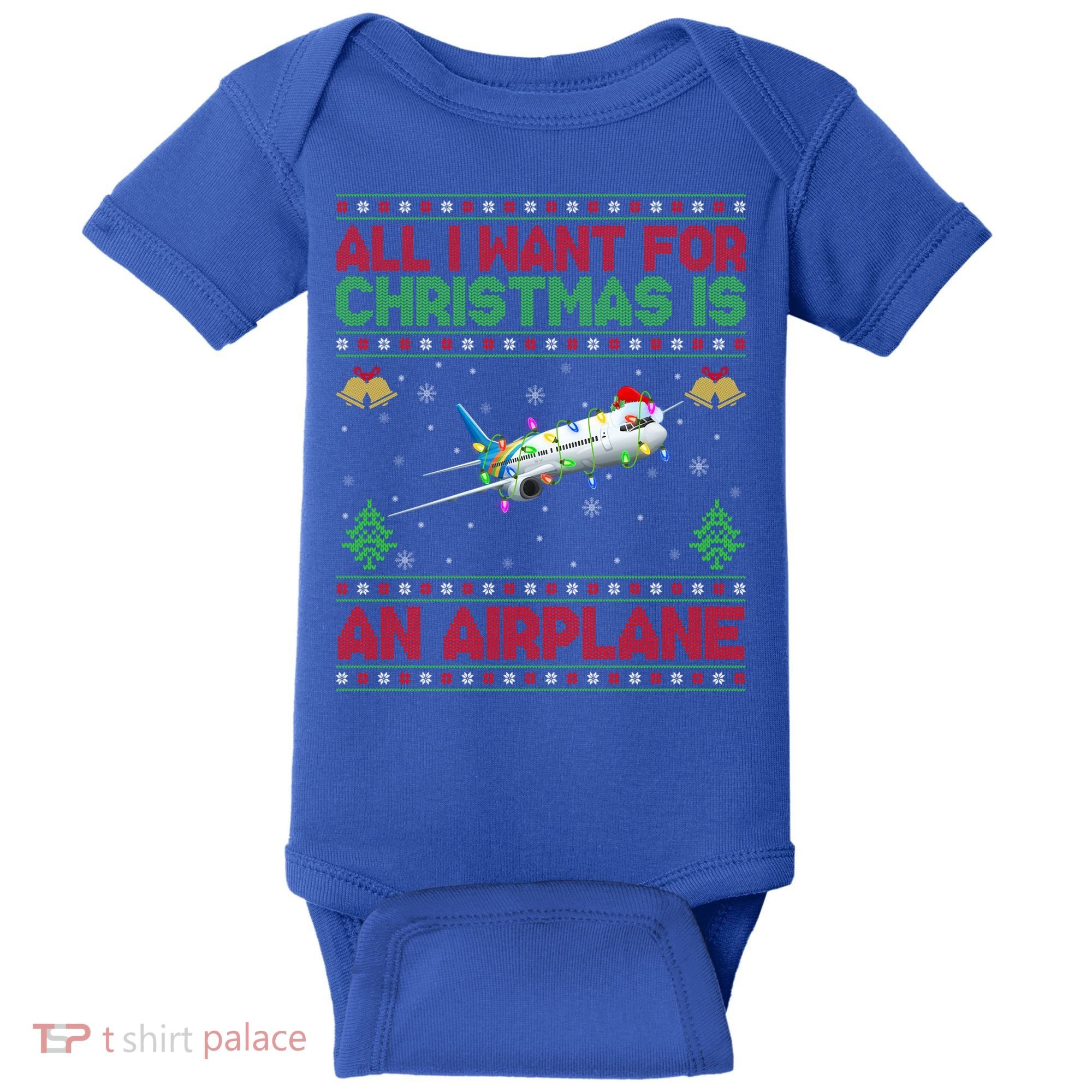 Funny Ugly All I Want For Christmas Is A Airplane Gift Baby Bodysuit