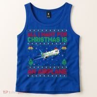 Funny Ugly All I Want For Christmas Is A Airplane Gift Tank Top thumb 2
