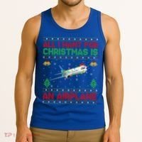 Funny Ugly All I Want For Christmas Is A Airplane Gift Tank Top thumb 3