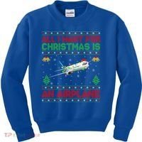 Funny Ugly All I Want For Christmas Is A Airplane Gift Kids Sweatshirt thumb 0