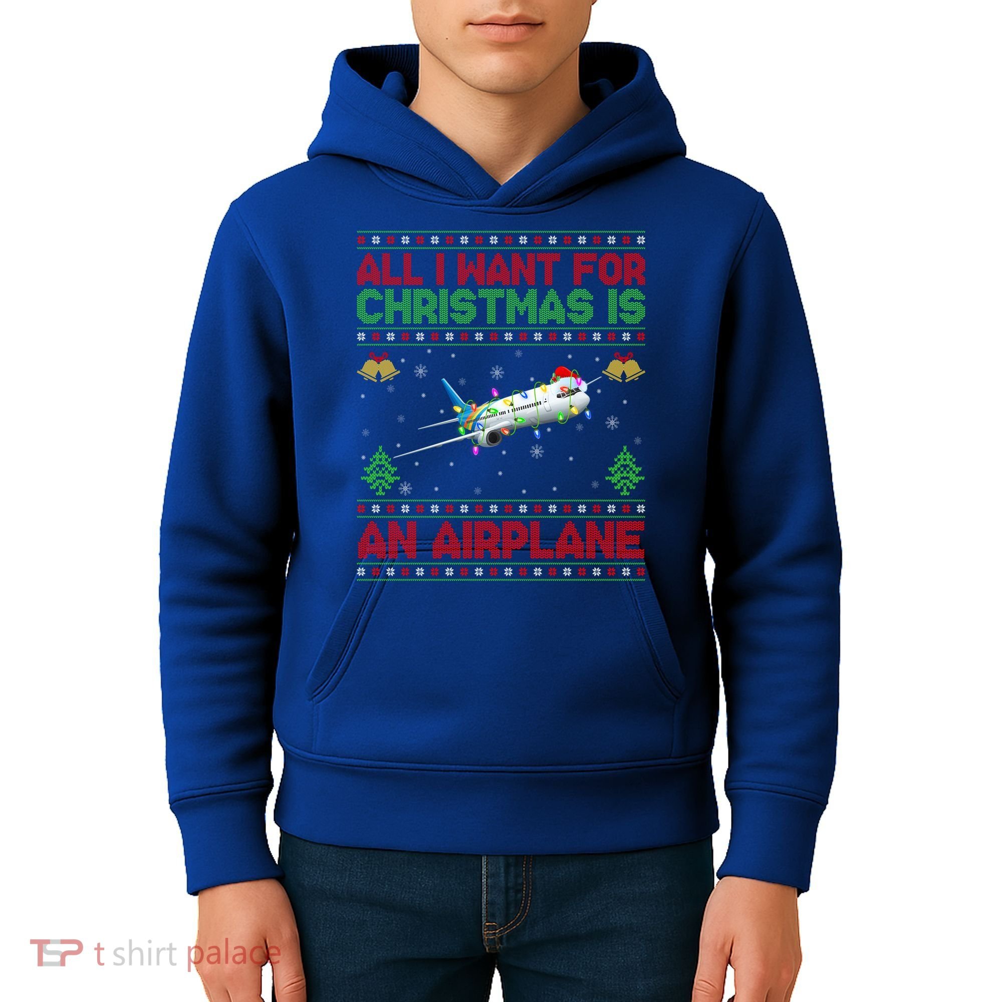 Funny Ugly All I Want For Christmas Is A Airplane Gift Kids Hoodie