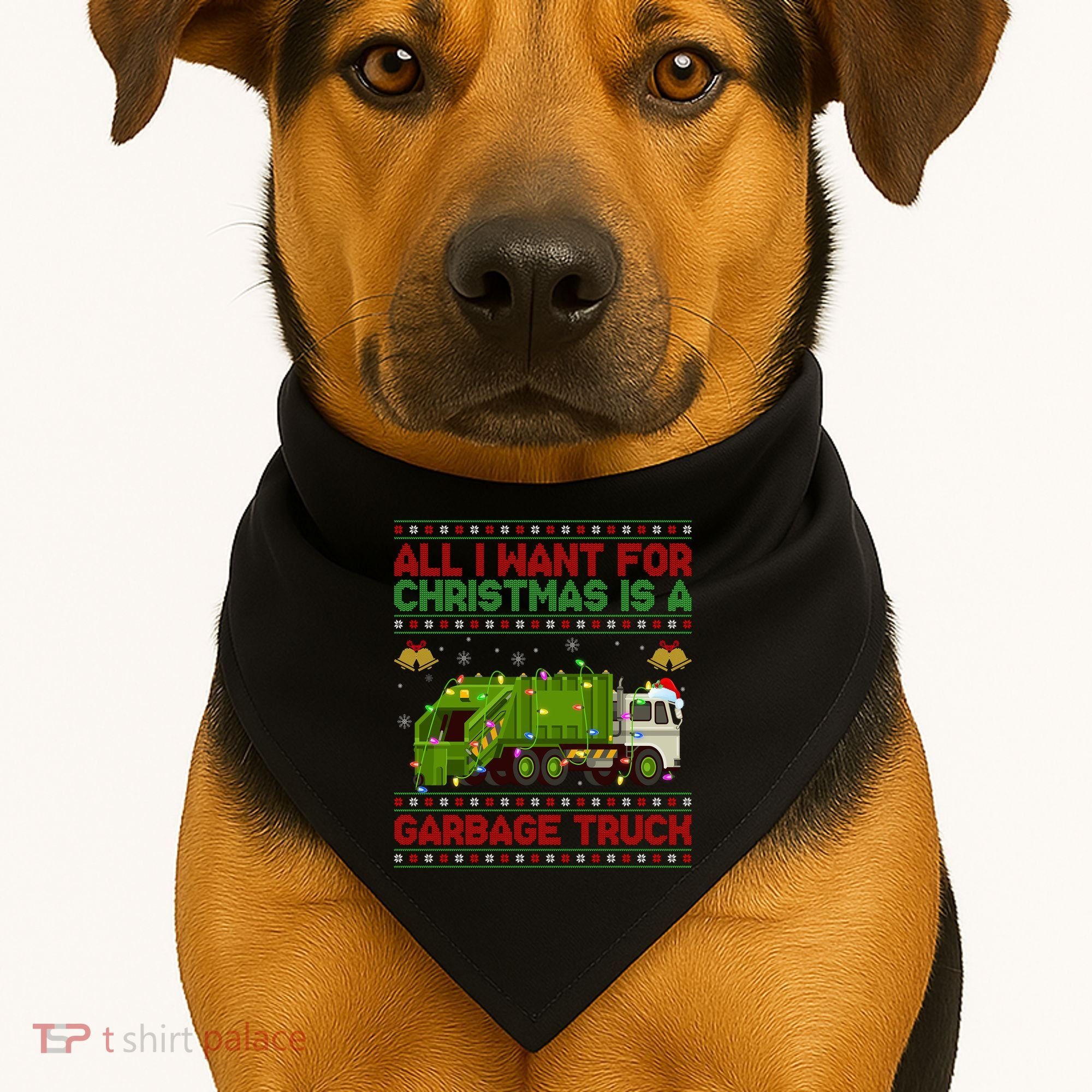 Funny Ugly All I Want For Christmas Is A Garbage Truck Gift USA-Made Doggie Bandana