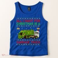 Funny Ugly All I Want For Christmas Is A Garbage Truck Gift Tank Top thumb 2