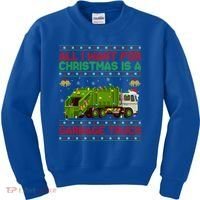 Funny Ugly All I Want For Christmas Is A Garbage Truck Gift Kids Sweatshirt thumb 0